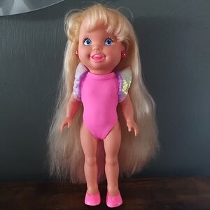 VTG 1993 Blonde/Pink Hair Tyco My Pretty Topsy Tail Doll Retro Leotard 13"